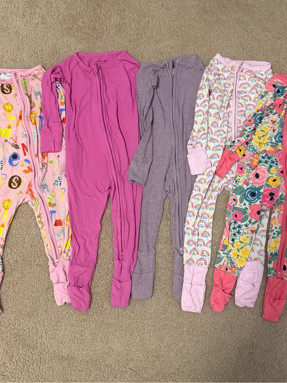 Little Sleepies lot of 5 zippys- 6-12 month